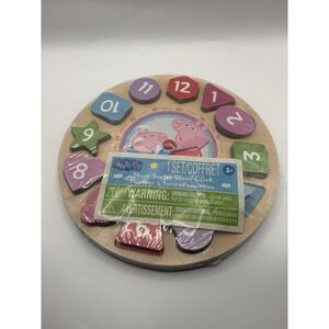 Peppa Pig Shape Sorter Wood Clock Matching & Learning Toy Game NIP